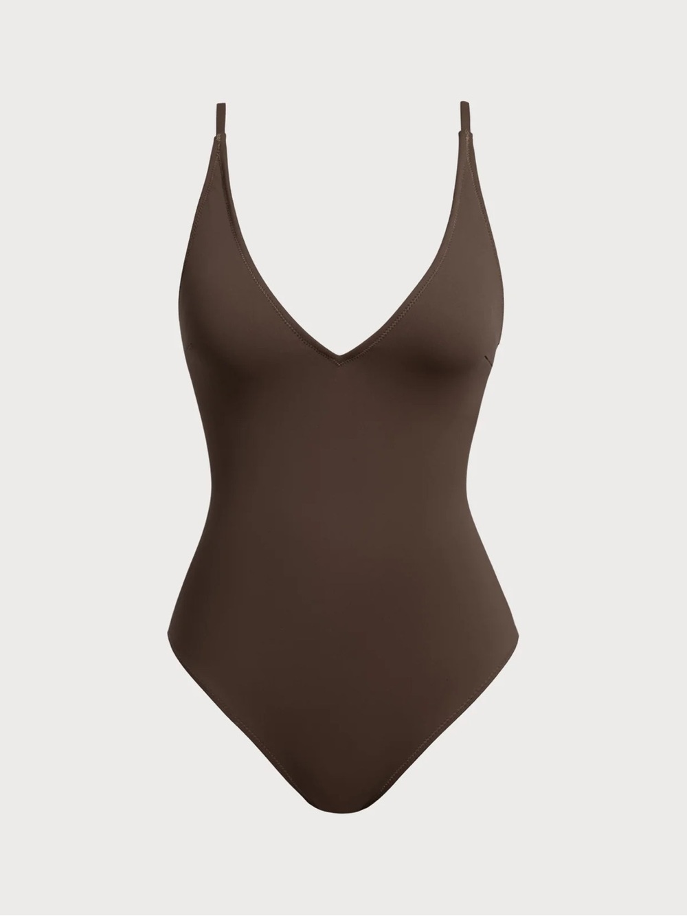 Berlook Dark Coffee V Neck Tummy Control One-Piece Swimsuit - Picture 5 of 7